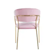 Krzesło na złotych nogach tapicerowane różowe K4-ZA tył